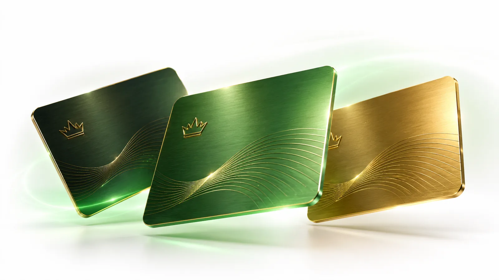 Cartões premium do Clube Bônus nas cores verde e dourado